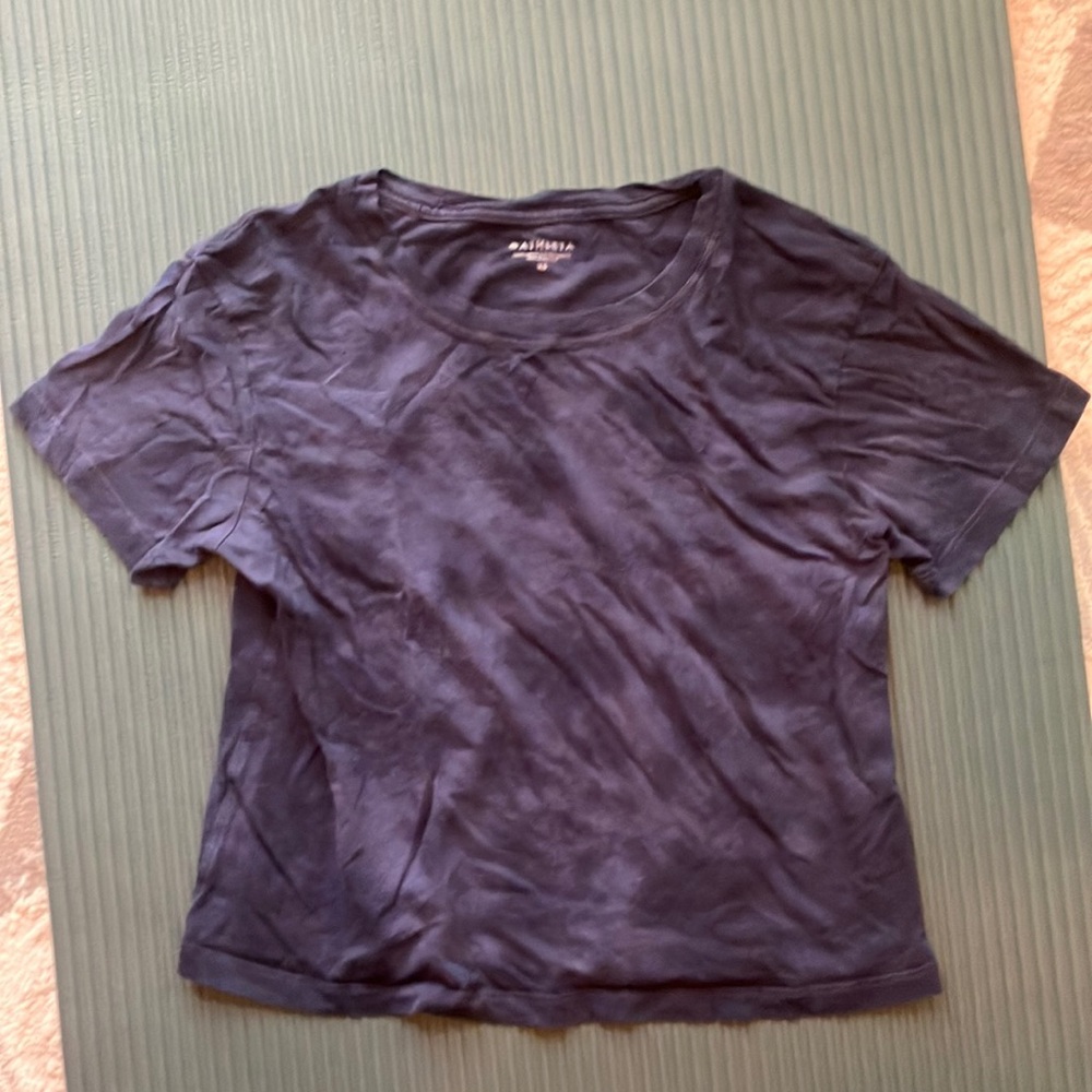 Athleta Blue Tie Dye Cropped Short Sleeve T-Shirt